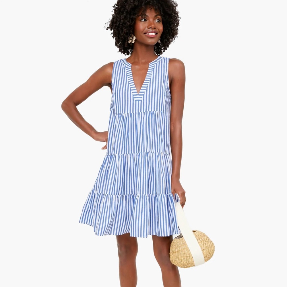 Blue and White Stripe Sleeveless Cotton Poplin Kenzo Dress